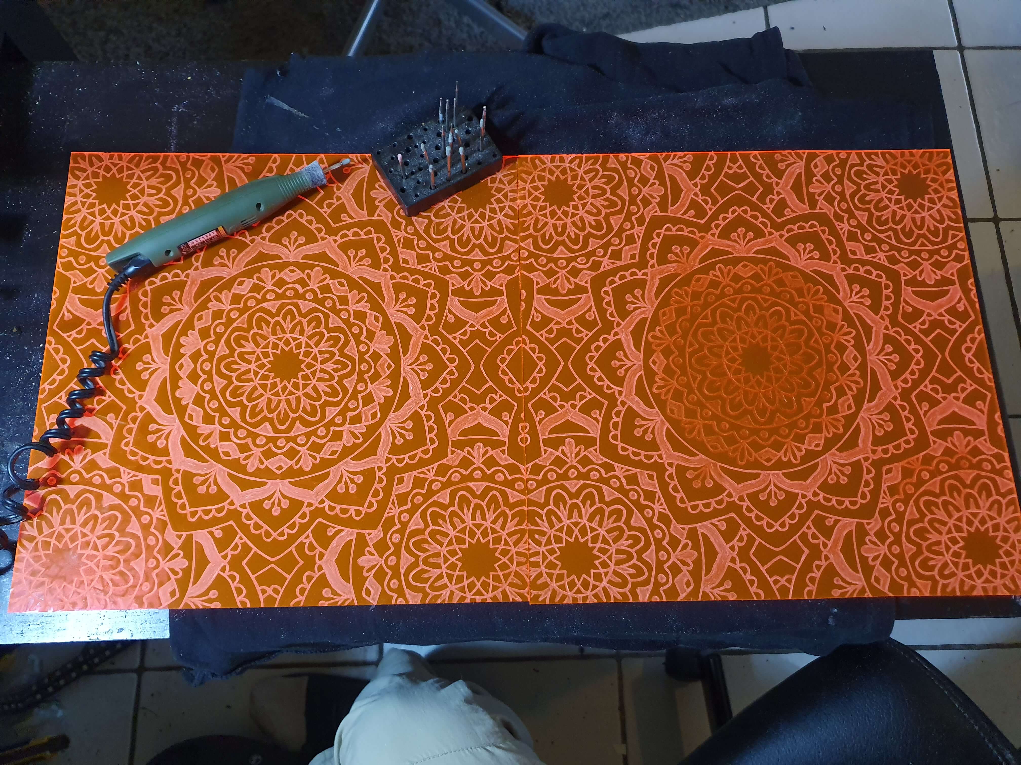 Orange Mandala Engraving Orange Mandala Engraving